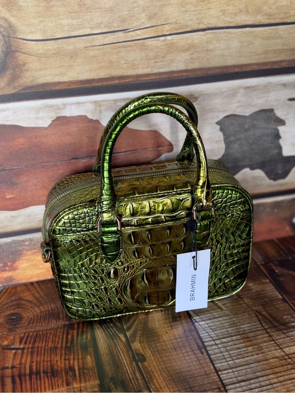 Firm ~~ 2x eyes Brahmin Mara Cacti Green Metallic Beauty NWT - Picture 7 of 16
